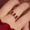 Burgundy Full Diamond Single Ring