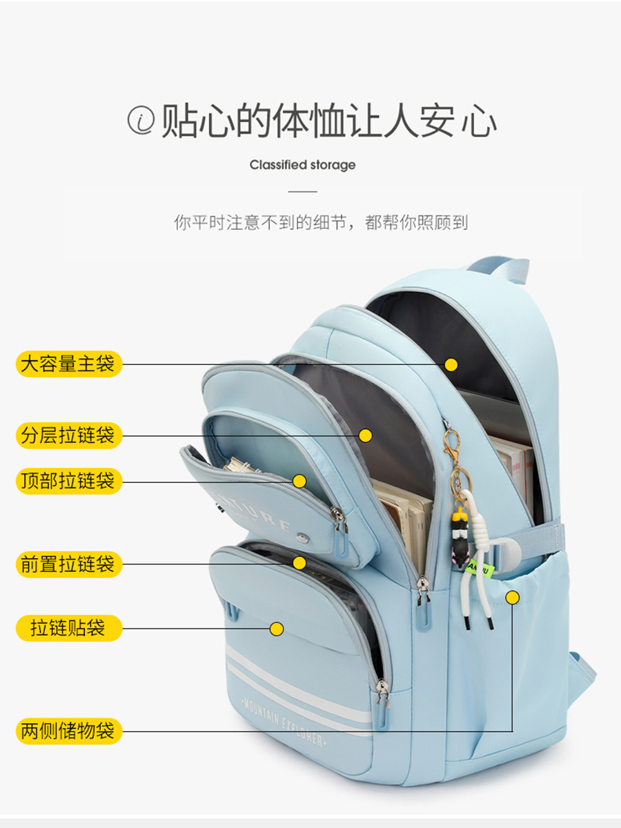 Peces naturales nuevos niños de la escuela primaria mochila Grado tres a seis niñas ligero colegio femenino