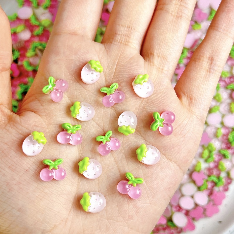 New Sweet Candy Color Strawberry Cherry Food Play Series Handmade DIY Material Mobile Phone Shell Nail Jewelry Accessories