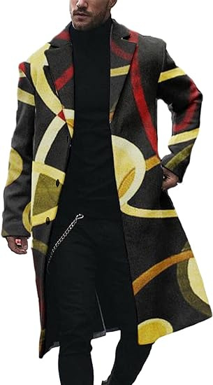 Comercio exterior transfronterizo 2024 otoño nuevo abrigo de lana de solapa impresa Venta caliente ropa de hombre de longitud media