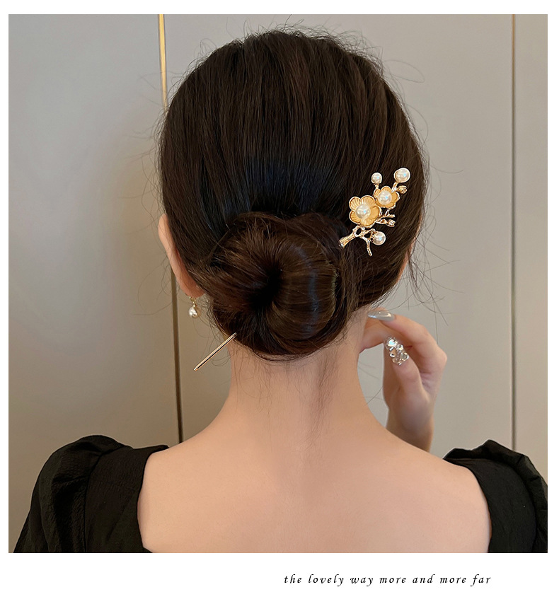 Simple Style Pearl Lotus Tassel Hairpin Alloy Hair Clasp display picture 8