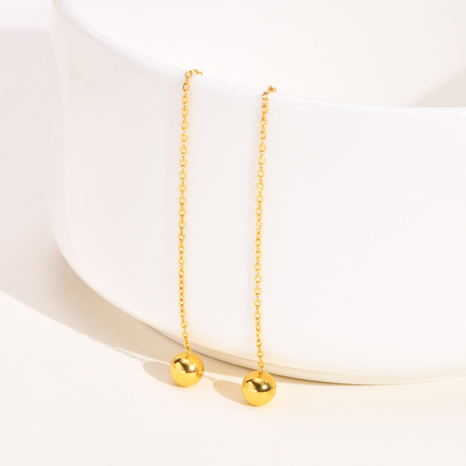 Simple Style Round Stainless Steel Plating Ear line 1 Pair