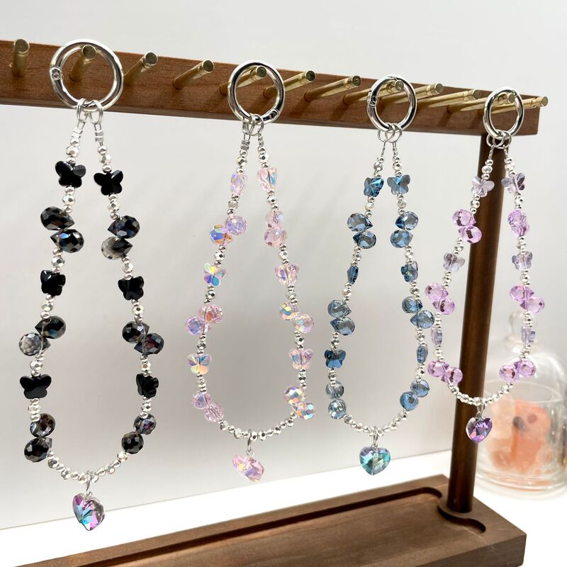 Strawberry Love Crystal Mobile Phone Bracelet Beaded New Crystal Wristband Bag Keychain Mobile Phone Hand Rope Jewelry Chain