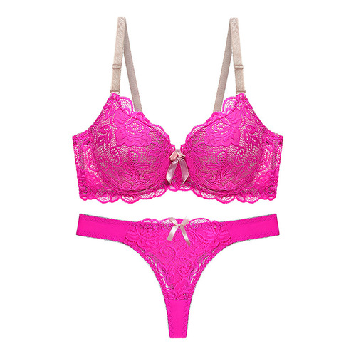 European and American sexy thin cup lace color matching bra set shaped push-up bra set Amazon wish