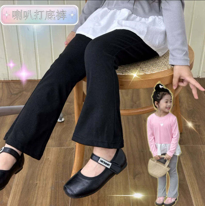 Детские л leggings демисезонные расклешенные брюки, облегающие, оптом