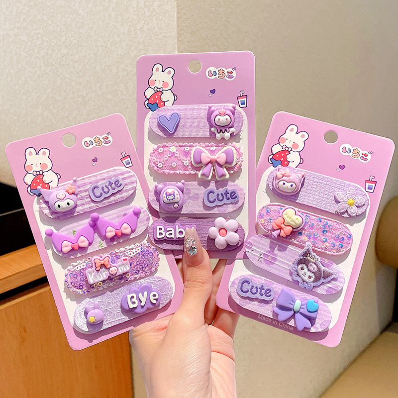 Summer Children's Bangs Stickers for Girls, Hair Clips for Little Girls, Hair Accessories, Magic Stickers, Cute Kuromi