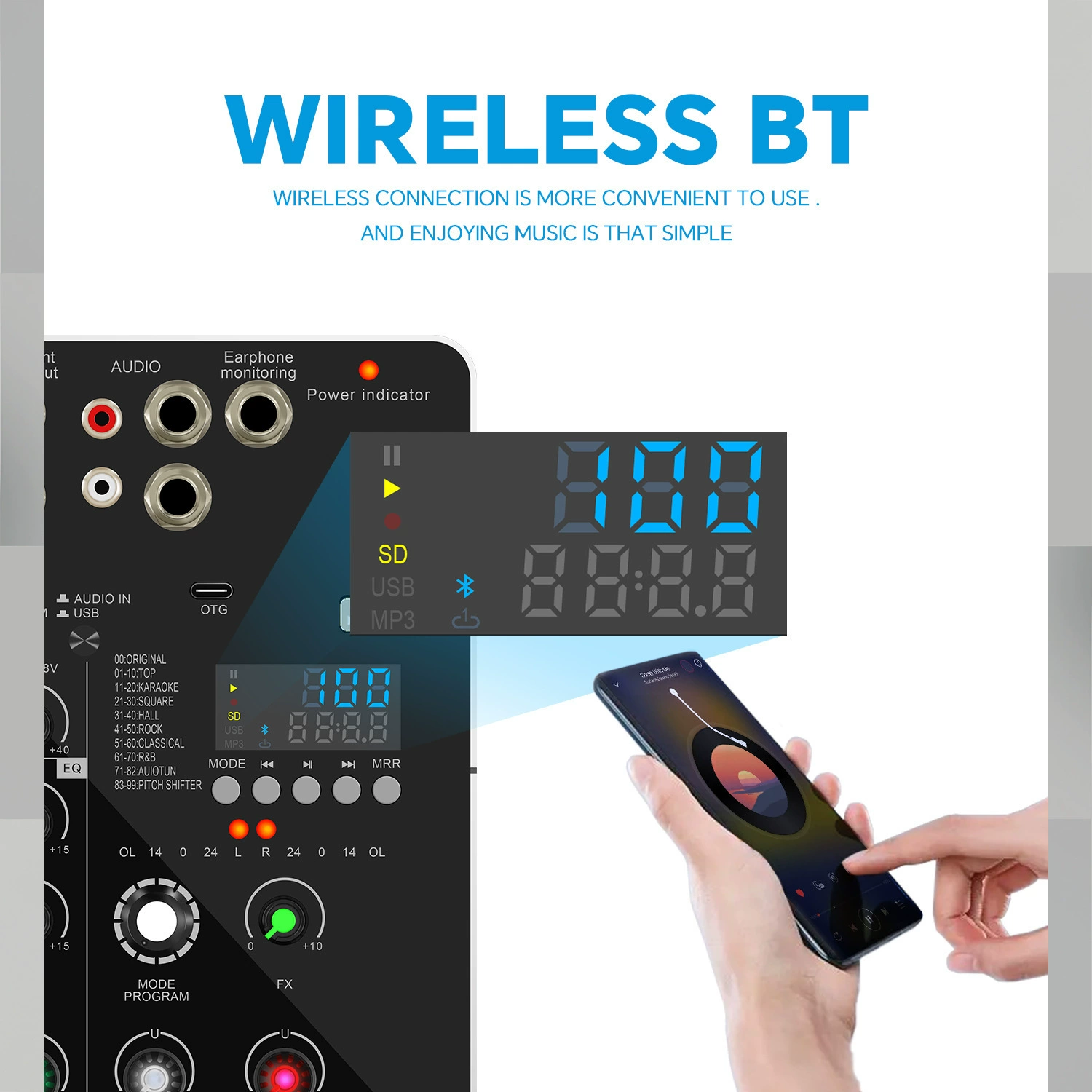 Трансграничный профессиональный двухканальный небольшой цифровой микшер USB микшер OTG Live Live Mixer