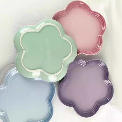 Foreign trade cool color irregular flower-shaped flower plate flat replacement K fruit plate solid color fashion household plum plate