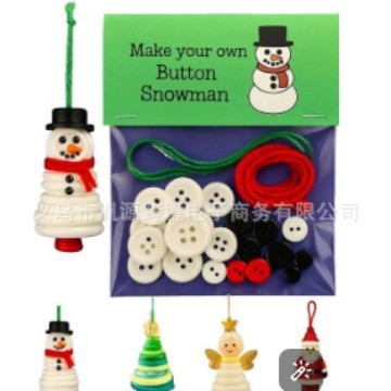 跨境新品DIY Button Snowman Ornament Kit DIY纽扣雪人装饰套件|undefined