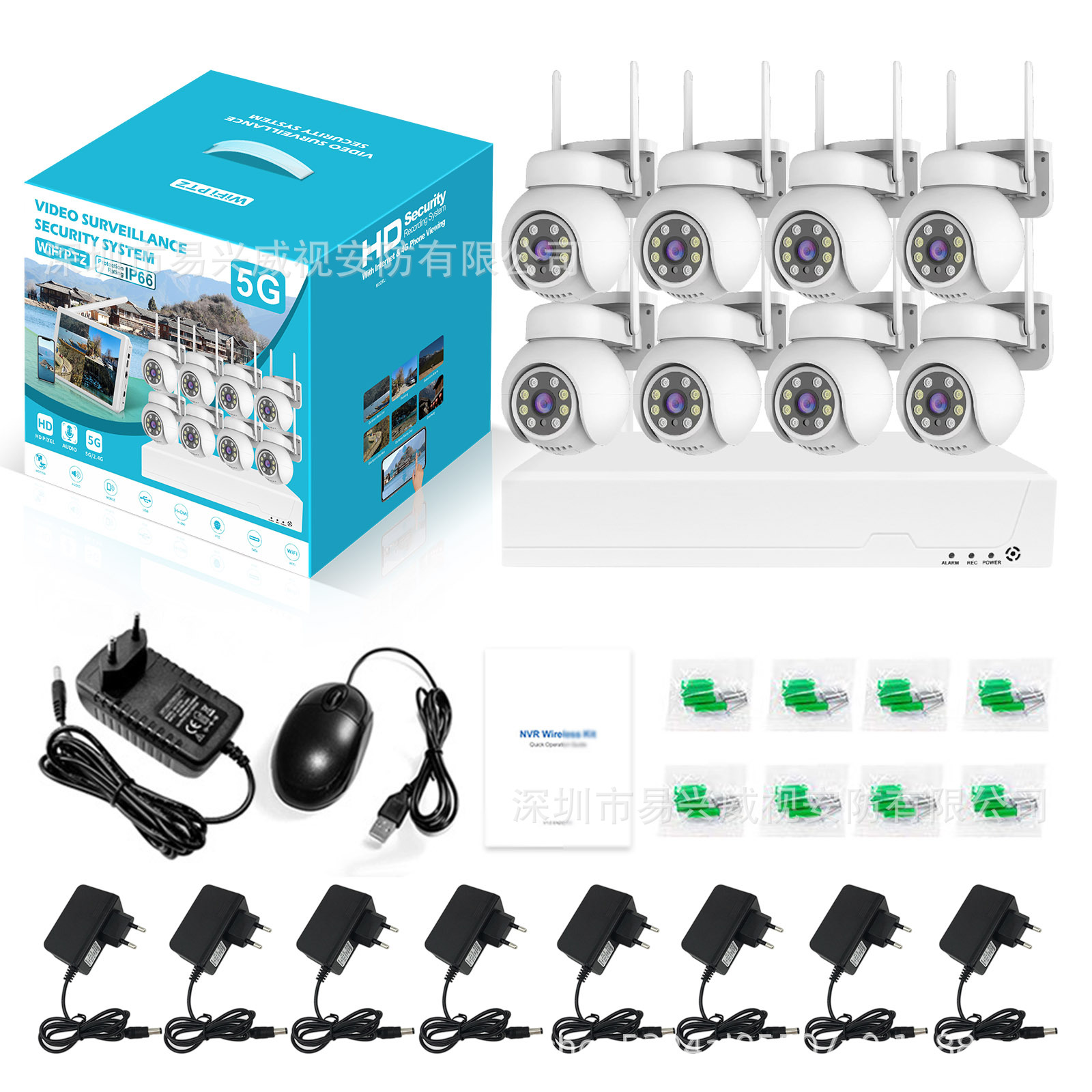 4 kanallı 8 kanallı AHD kamera seti tam renkli gece görüşü sıcak ışık yüksek çözünürlüklü 5MP tabanca DVR dış mekan su geçirmez monitör