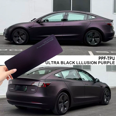 Axxpel Ultra-Matte Black Fantasy Purple Tpu Car Paint Color-Changing Protective Film Ppf Thermal Repair Scratch Protection (Auto Color Change Film) - tpu-super-matte-black-fantasy-purple-152m-15m