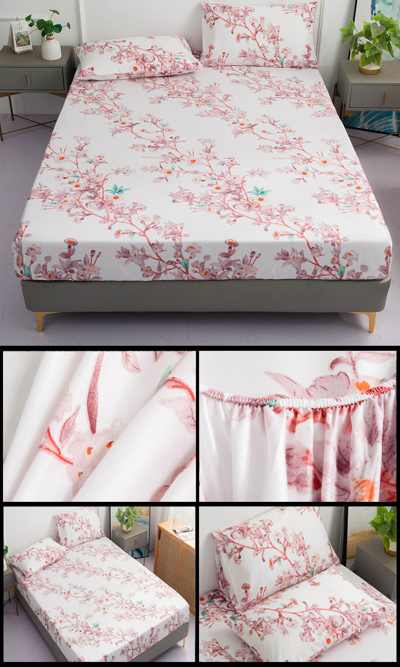 Einzelkissen-Spannbetttuch-Matratzenschutzbezug, 90 g gebürstete Mikrofaser, dreiteiliges Set_voghion.com