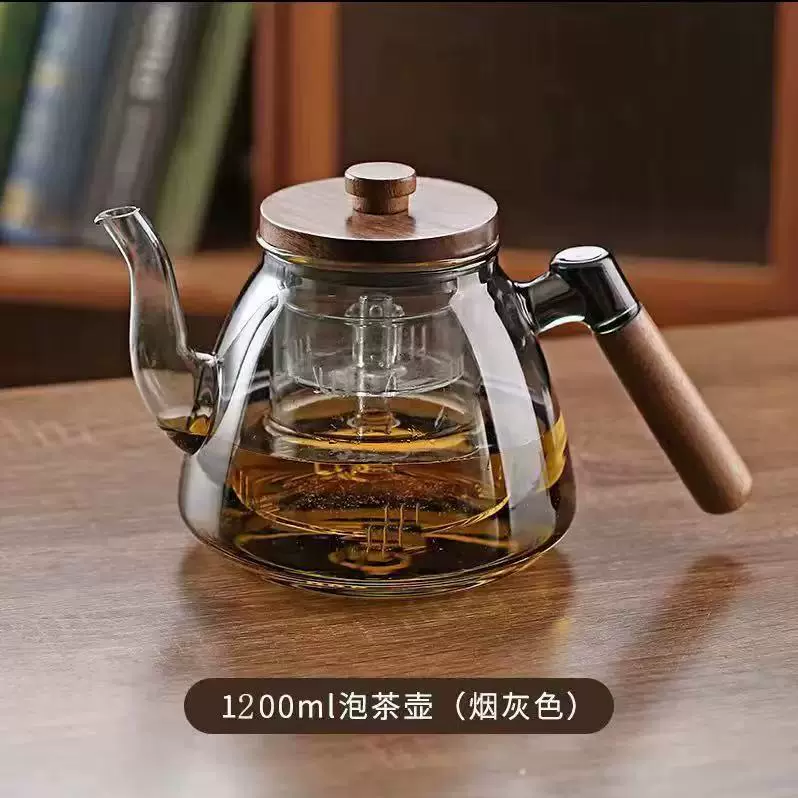 家用胡桃木蒸煮两用大容量花草茶壶高硼硅玻璃茶壶电陶炉煮茶器