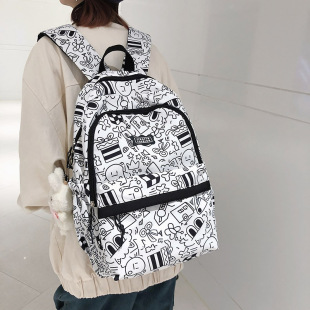 Schoolbag Women's ins Mori All-match High-value Graffiti Backpack Students Junior High School High School Large Capacity Sweet Cool Backpack