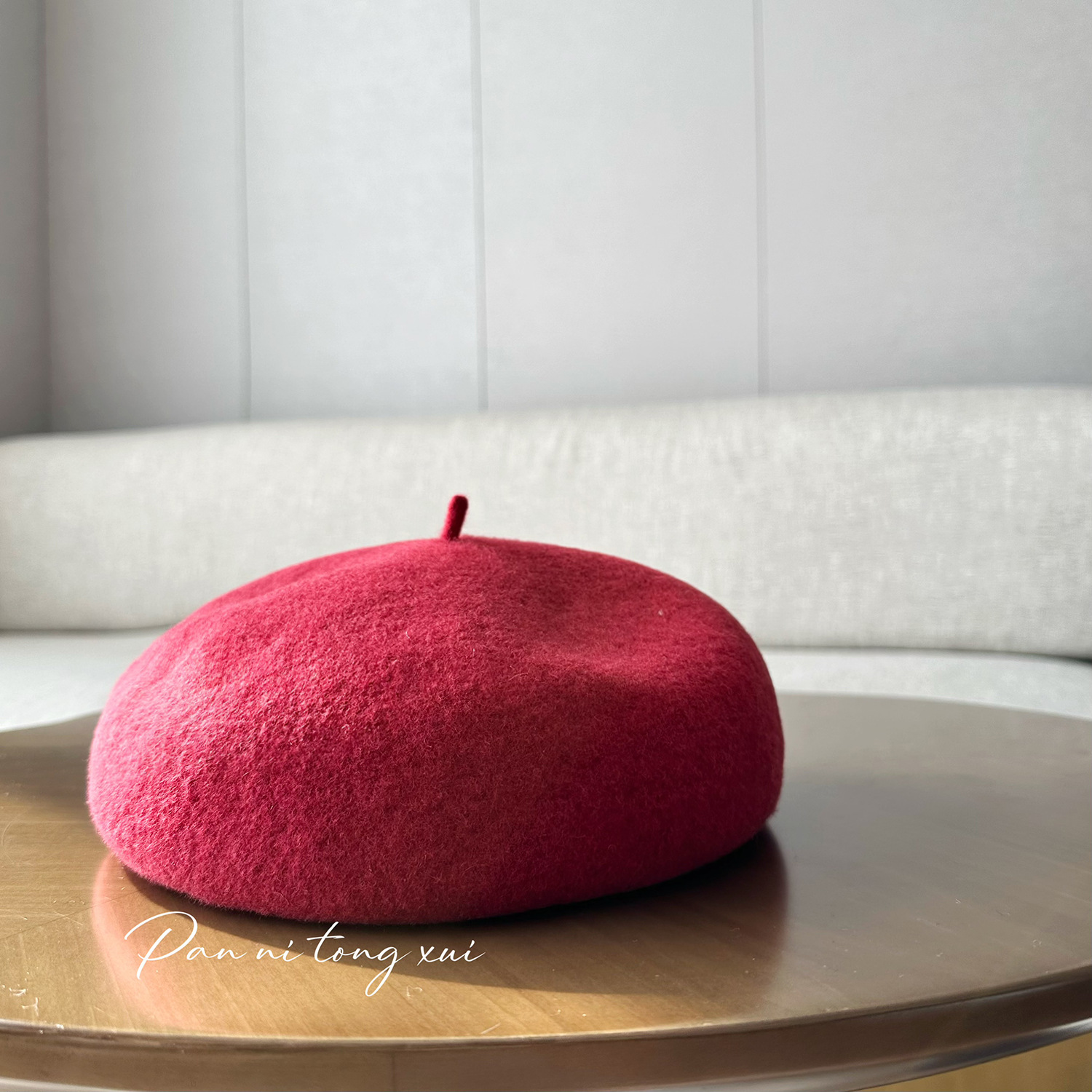 Béret en laine unisexe pour femme, petit chapeau de peintre en laine chaud d'hiver avec visage rétro artistique_voghion.com