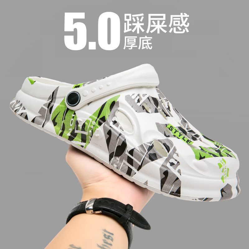 Croc Shoes Men's Summer Trendy Outdoor New Style Baotou Slippers Thick-Soled Non-Slip Beach Shoes Casual Sandals and Slippers