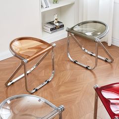 中世折りたたみスツールインシンプルモダンホームダイニングチェア北欧アクリル小さなティーテーブルコーヒーショップ透明椅子