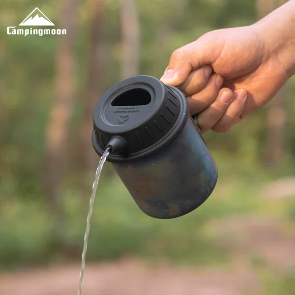 Koman S-Gf-Bk Black Food-Grade Silicone Sierra Cup Lid Camping Coffee Hand-Pour Pot Lid Titanium Cup Lid