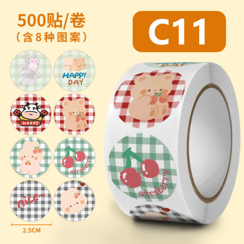 500 pieces/roll bear cute stickers thank you sealing stickers ins cartoon style packaging decoration DIY handbook stickers