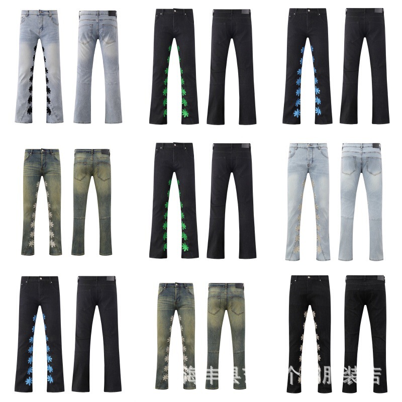 Cross-Border Foreign Trade American-Style Trendy Brand Lostshdws Classic Washed Ripped Loose Flared Jeans