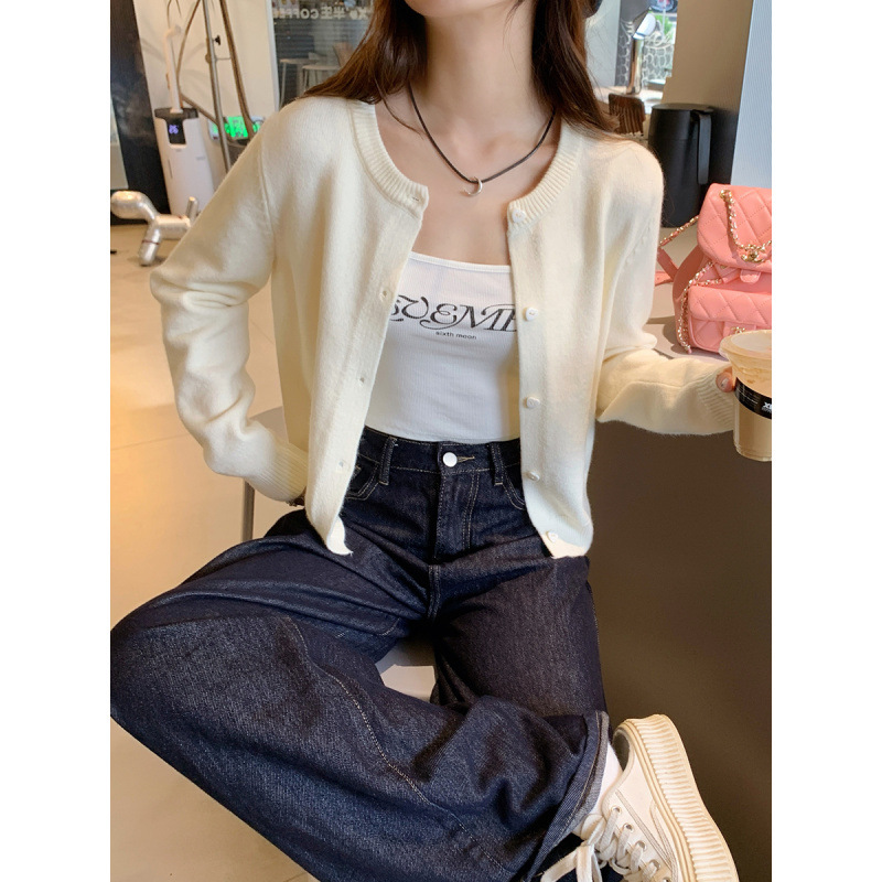针织外套开衫女秋装爆款2025新款黄色上衣薄款春秋外搭毛衣宽松薄|undefined