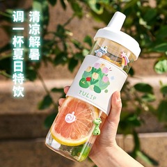 女性高颜値カップ家庭用アンドロメダカップ携帯牛乳ジュースストローカップ大容量ネット赤カップグラス
