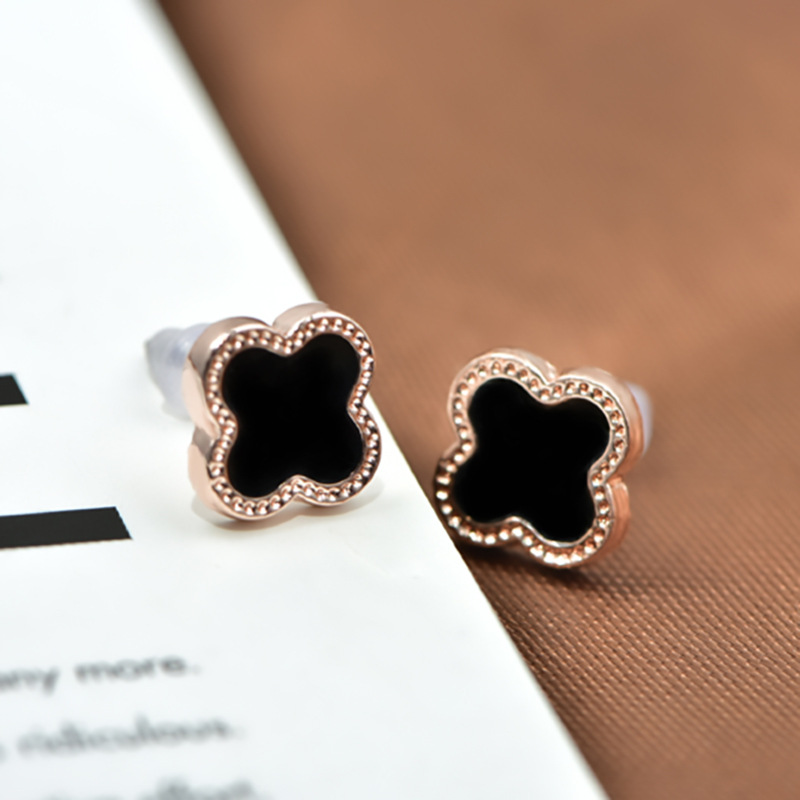 Douyin hot four-leaf clover earrings sim...