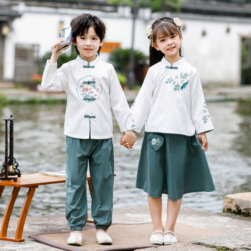 Children's Hanfu boys' summer new Chinese traditional Chinese style girls' Tang suit Spring and Autumn Chinese costume Mid-Autumn Festival Children's Hanfu boys' summer new Chinese traditional Chinese style girls' Tang suit Spring and Autumn Chinese costume Mid-Autumn Festival