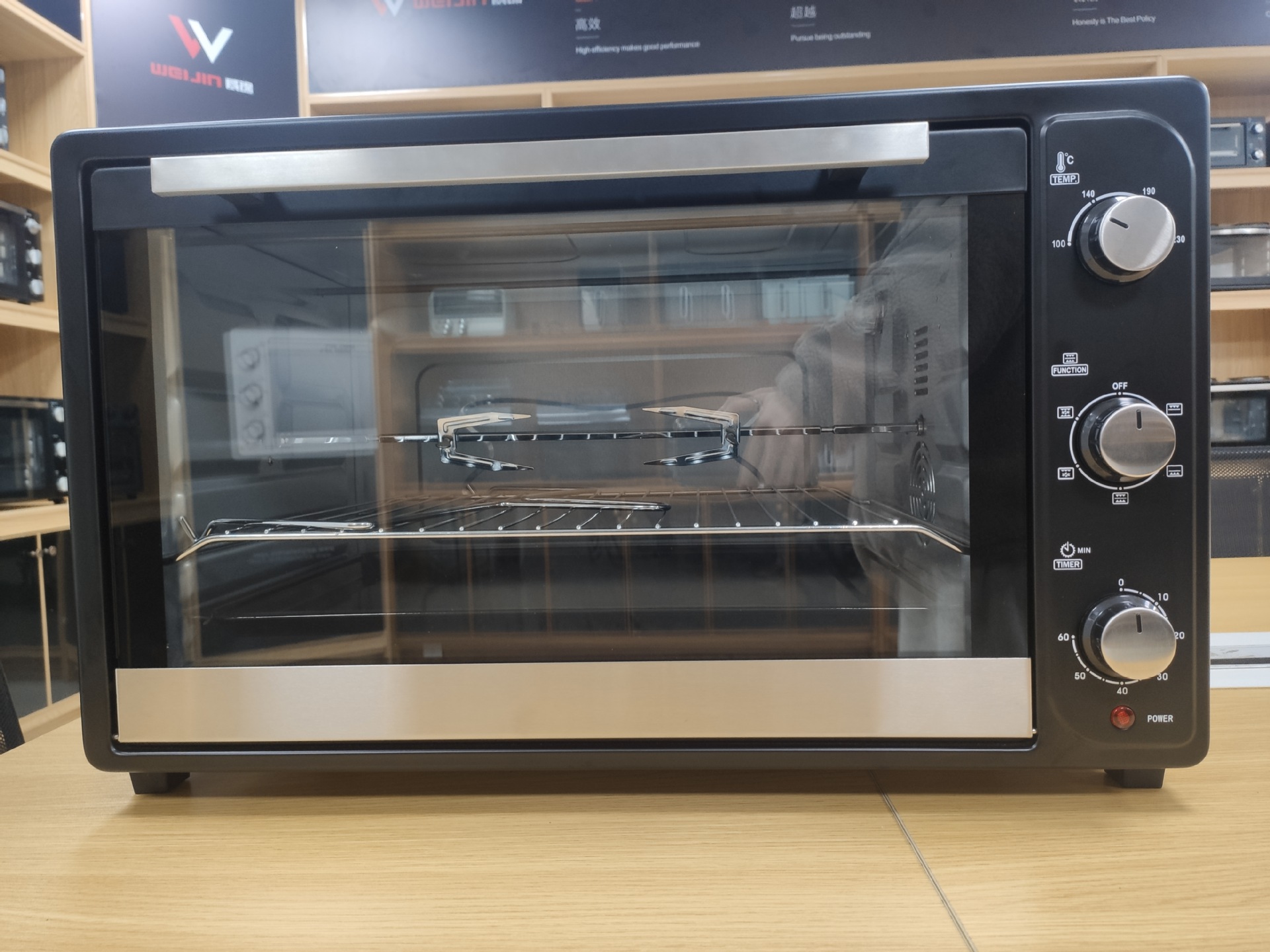 55L horno de comercio exterior pantalla de maquinaria doméstica de gran capacidad multifuncional horno de convección visual fábrica a granel SKD