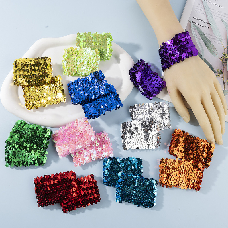 Cross-Border Manufacturers Have Ready-Made Sequined Wristbands, Stage Elastic Wristbands, Multi-Color Colorful Decorative World Cup Bracelets