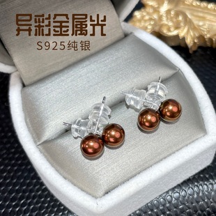 French medieval series comparable to sea water black pearl vintage earrings high-end feeling earrings all-match female s925 silver pin earrings