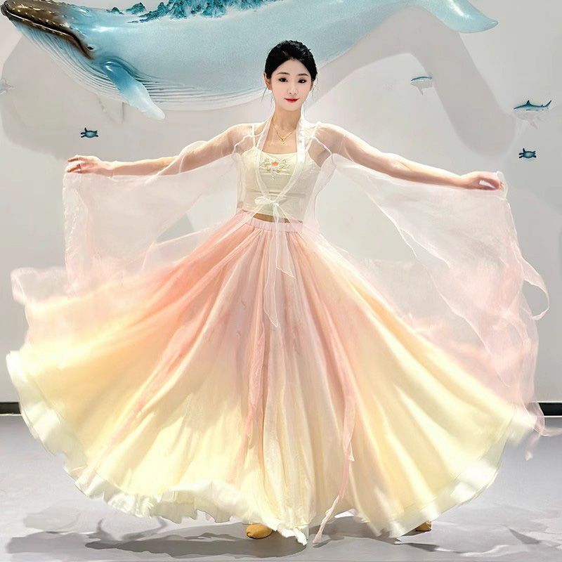 New Style Elegant Gradient Chinese Style Classical Dance Performance Practice Clothes for Women Chinese Style Dance Hanfu
