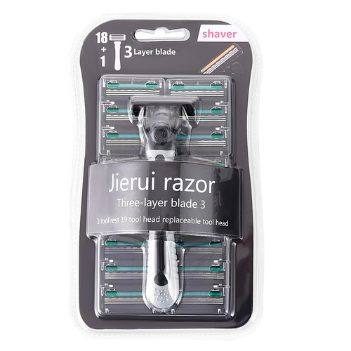 Foreign trade supply three-layer manual razor blade old-fashioned manual razor men's shaver 1 knife holder 19 heads