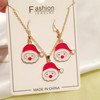 Christmas earrings for elderly, pendant, necklace, chain, cartoon set, accessory, European style