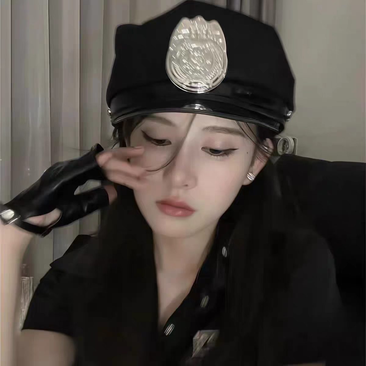 블랙 빈티지 네이비 모자