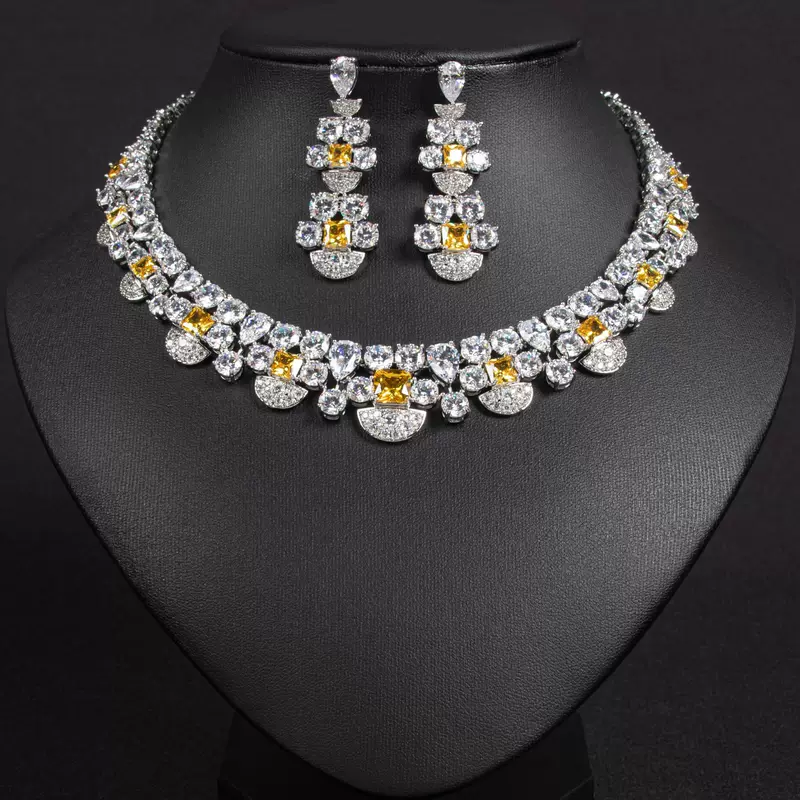 (Cross-border trading), pendant with zircon, necklace and earrings, dress, wish, bright catchy style