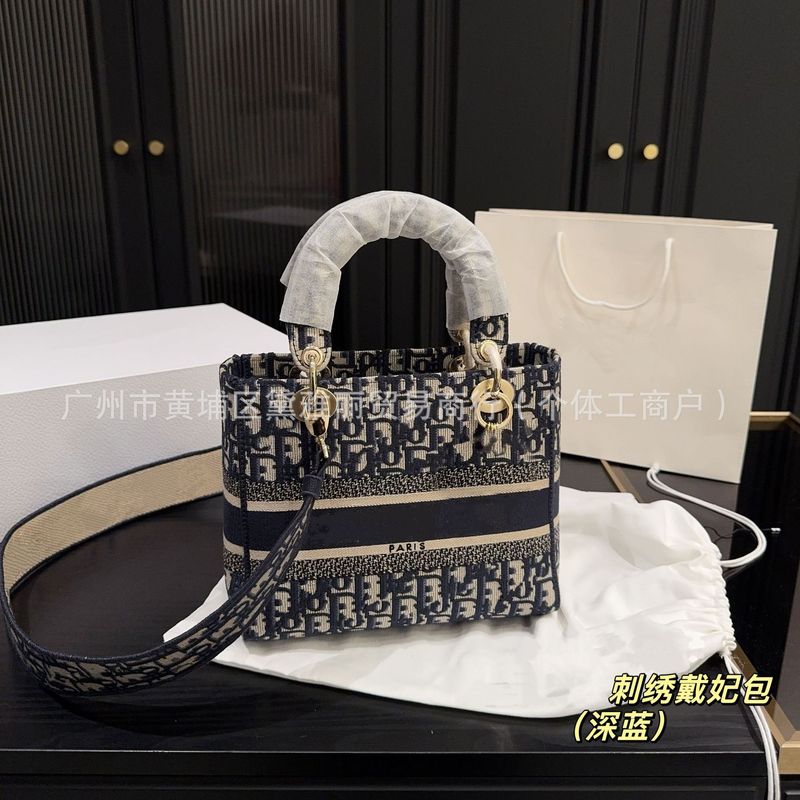 跨境2025新款经典刺绣戴妃手提单肩斜挎包包高品质轻奢女士手提包|undefined