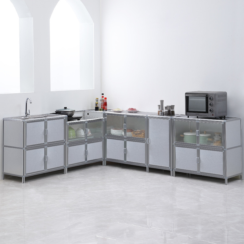 Combinación de acero inoxidable armario de comedor multifuncional armario de almacenamiento integrado armario de almacenamiento de sala de estar armario de cocina doméstico armario de cubierta