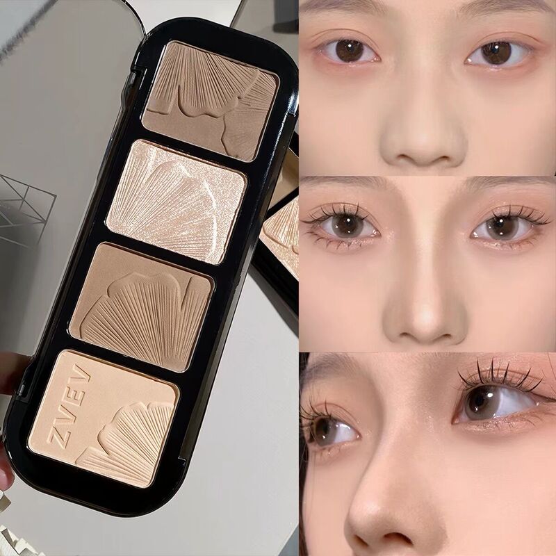 Zvev Four-Color Contouring and Highlighting All-In-One Palette Matte Triangle Brightening Glitter Nose Shadow Shadow Contour Nose Bridge Stereo