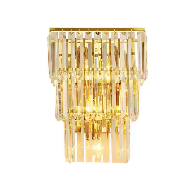Wall Sconce stainless steel — Modern minimalist crystal wall lamp, 29×9×29 cm, light-luxury style
