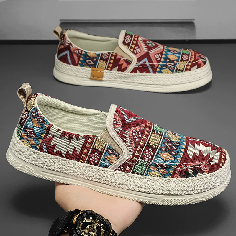 Мужская парусиновая обувь, новые весенние дышащие кроссовки без шнуровки с защитой от запаха, повседневные кроссовки на толстой подошве, старые пекинские туфли Xuheng