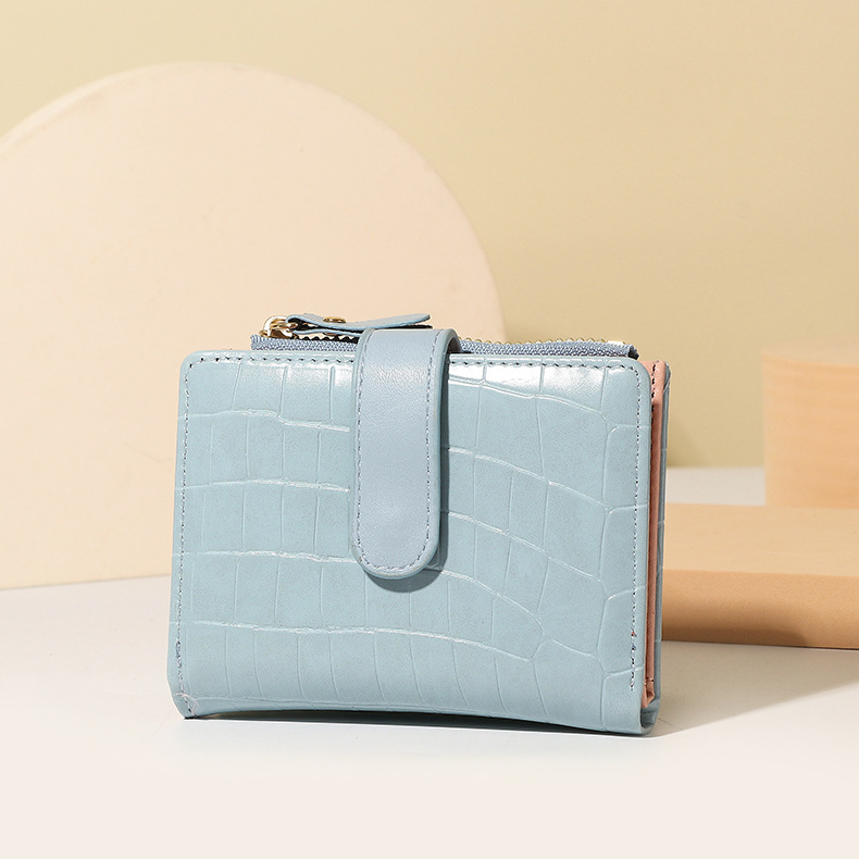 Sewing Thread Design Streetwear Style Square Shape Women's Solid Color Pu Leather Zipper Wallets