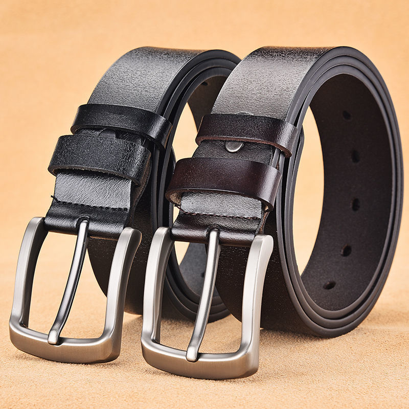 Men's Pin Buckle Leather Belt Business Casual Versatile Waistband Simple Fashion Cross-border Best Seller One-piece Dropshipping Custom Label