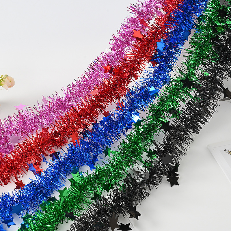 Transfronterizo Amazon Navidad cinco estrellas colgante decoración de color Fiesta del Día de los Niños 1 de junio cifrado tira de lana