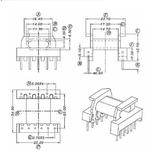 Epc25 Bakelite Skeleton Epc2535 Horizontal Single Slot Straight Plug Bobbin5+6 Plastic Parts Transformer