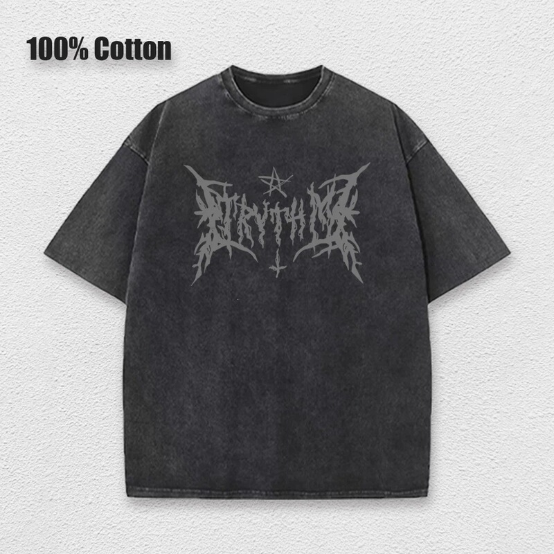 Cross-Border European and American Trendy Hot-Selling Loose-Fitting Streetwear 90S Washed Style Short-Sleeve Men's T-Shirt