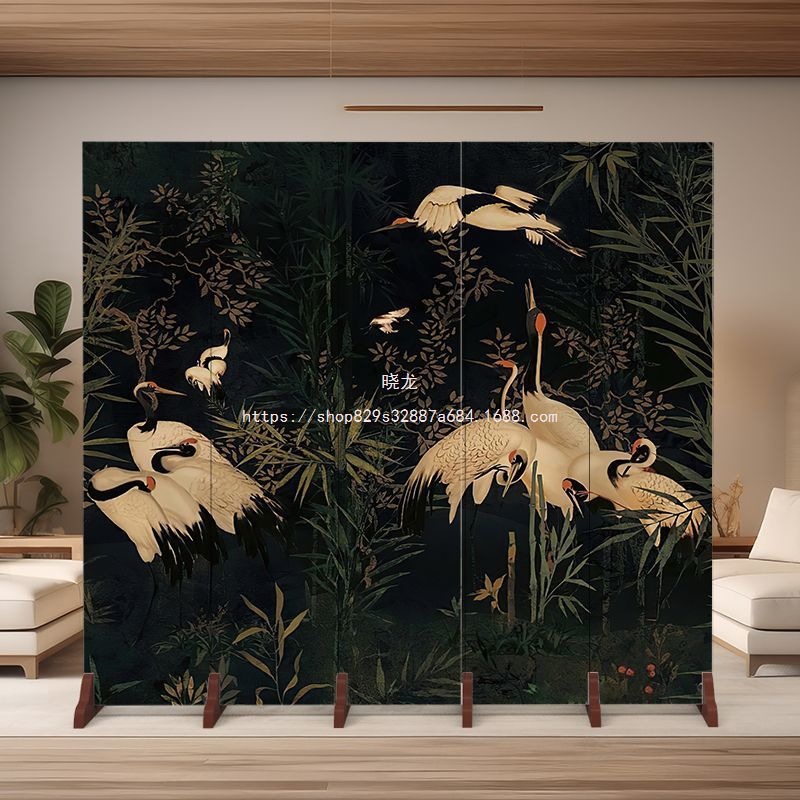 Xiaolong Chinese Antique Screen Partition Retro Style Living Room Blocking Folding Mobile Screen Hotel Blocking Entrance Office