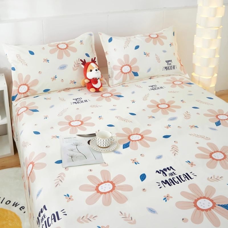Sábanas de algodón de una sola pieza de tela de algodón dormitorio de estudiantes cama individual funda de almohada individual dormitorio fresco pequeño estilo ins