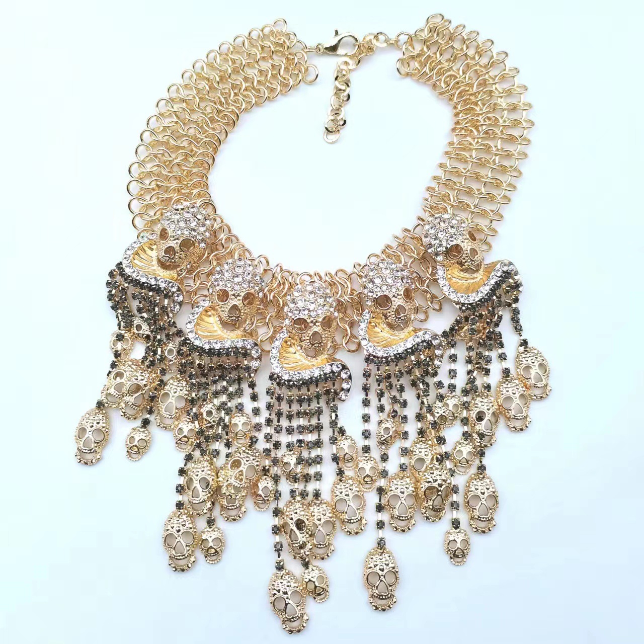 Collier à la mode et luxueux avec pendentif en forme de crâne et de diamants pour Halloween, cadeau d'Halloween_voghion.com