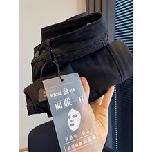 柔软牛仔裤女秋季薄款大码高腰直筒显瘦九分面膜裤清新长款烟管裤
